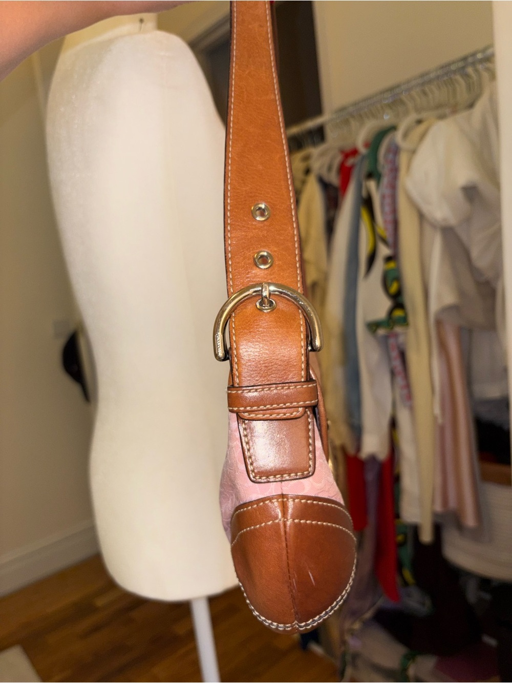 RARE Light Pink Brown Leather Coach SoHo Bag - Picture 3 of 5